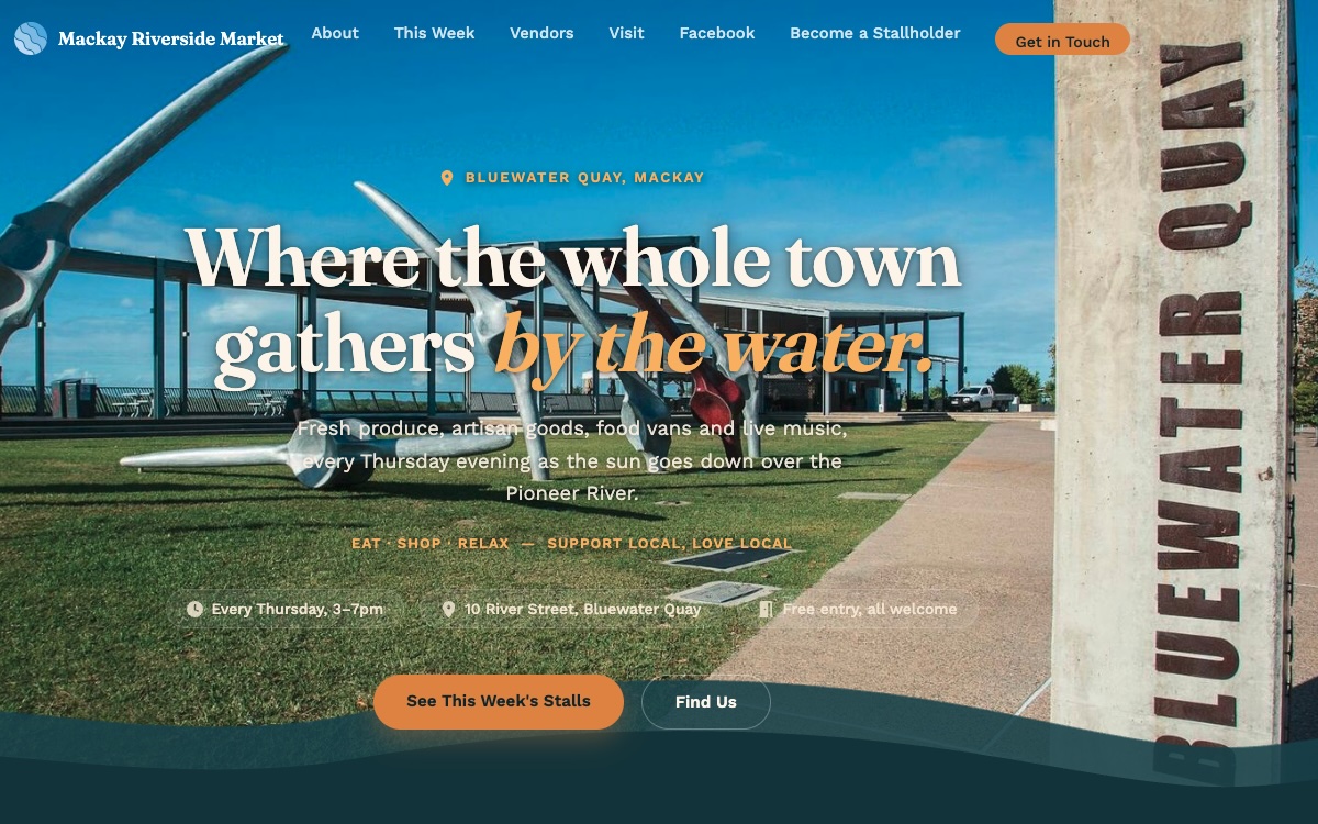 Mackay Riverside Market website screenshot